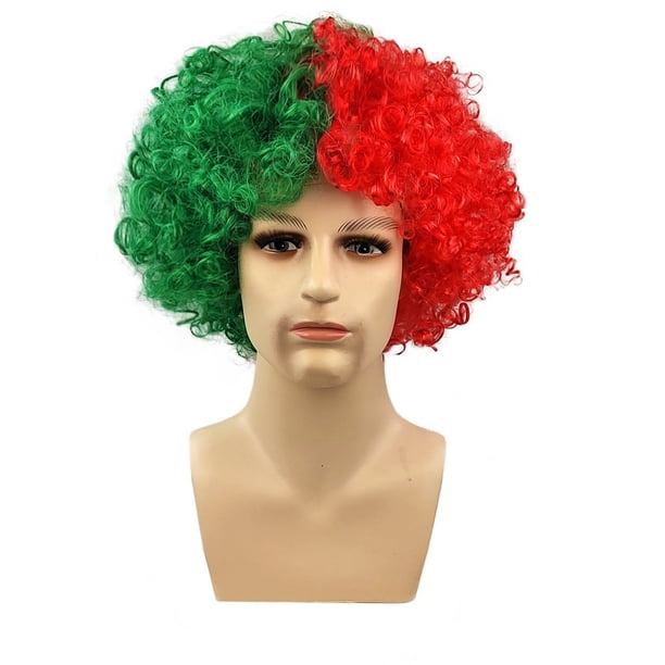 Peluca color bandera para aficionados al deporte y carnaval, gorra cómoda, tocado reutilizable para el traje de festival