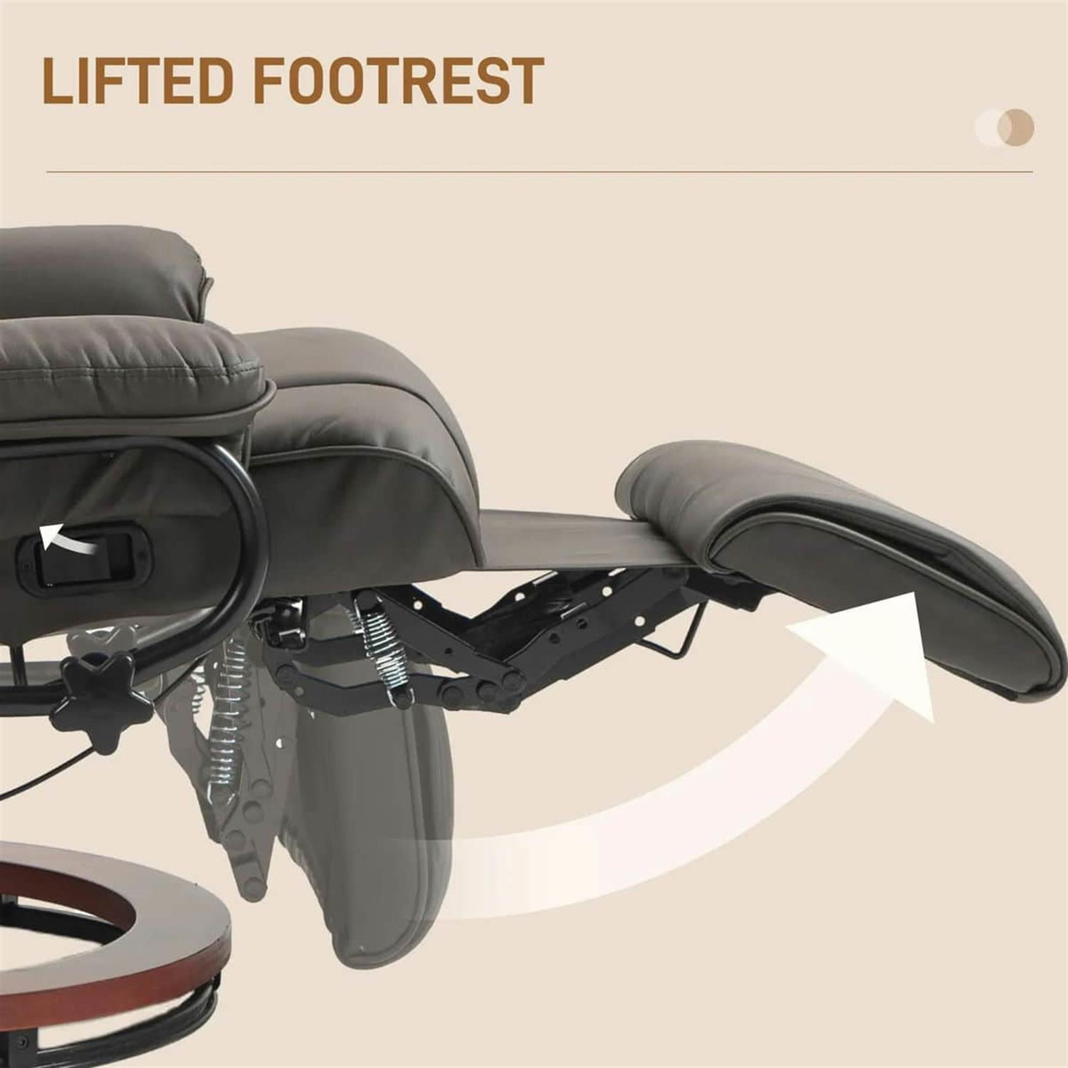 Demi Bonn 40" Modern RV Recliner, High-Quality PU Leather Swivel Armchair with Footrest for Living Room, Brown