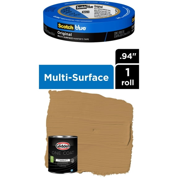 Glidden One Coat, Interior Paint   Primer, Allegro, Eggshell Finish, Quart with ScotchBlue Painter's Tape Original Multi-Use, .94in x 60yd(24mm x 54,8m Bundle