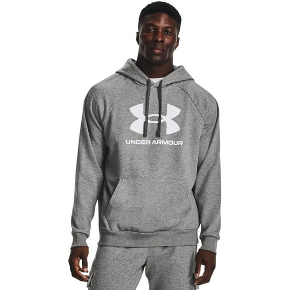 Under Armour Men's Rival Fleece Logo Hoodie Light Heather Gray XX-Large Tall 2XLT 1379758-025