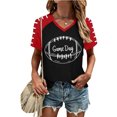thumbnail image 4 of Mifsaly Football Shirt Women V-Neck Short Sleeve Game Day Shirts Glitter Letter Graphic Sport Pullover Team Fans Game Day Football Tee XXXL, 4 of 6