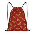 thumbnail image 1 of Xecao Hohey Bee Golden Pattern Sports Drawstring Backpack - String Swim Gym Bag with Wet Proof Pocket for Women&Men-Small, 1 of 6