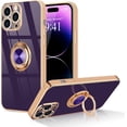 thumbnail image 3 of Compatible with iPhone 14 Pro Case Ring Holder for Women Girls, Finger Rotating Kickstand Magnetic Car Stand Soft Bumper Cover, Shockproof Phone Case for iPhone 14 Pro 6.1 inch, Dark Purple, 3 of 15