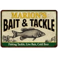 thumbnail image 1 of MARION'S Bait & Tackle Metal Sign Man Cave 8x12 108120016293, 1 of 1