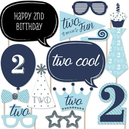 Two Much Fun - Boy - 2nd Birthday Party Photo Booth Props Kit - 20