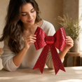 thumbnail image 6 of Red Sequin Christmas Bow, Large Metallic Glitter Decoration in 4 Sizes for Wreath, Tree, Garland, Door, Gift Box and Holiday Decor, 6 of 6