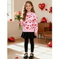 thumbnail image 2 of POPTEM Girls 2-Piece Clothes Heart Print Sweatshirts and Leggings Sets Pink Outfits Size 10, 2 of 9
