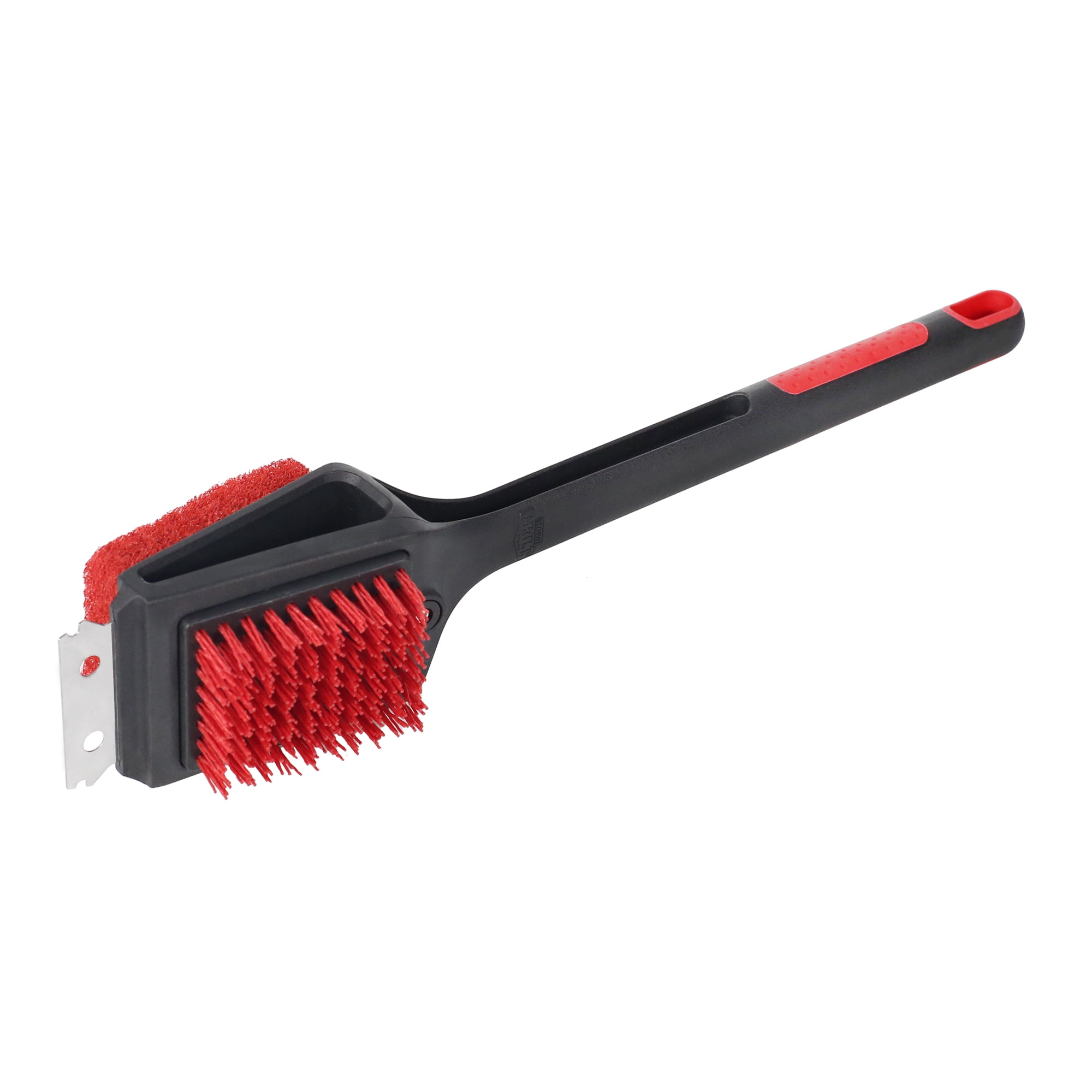 Barbecue Brush-Barbecue Grill Brush-BBQ Brush Upgrade Barbecue Cleaner,18’’ Handle,Safe BBQ Grill Black Cleaning Brush with Scraper 