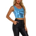 thumbnail image 4 of TOP CROP METÁLICO CON LENTEJUELAS INSPIRADOR CHIC PARA MUJERES, SIN MANGAS, BRILLANTE, PARA FIESTAS Y CLUB, TALLA XL, AZUL CLARO, 4 of 6
