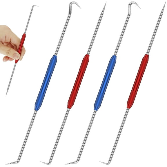 4Pcs Double Pointed Scriber Straight 45 Degree 90 Degree Metal Scribe Tool Stainless Steel Portable Hook and Pick Tool Universal Marking Tool for Machinists Technicians Craftsmen