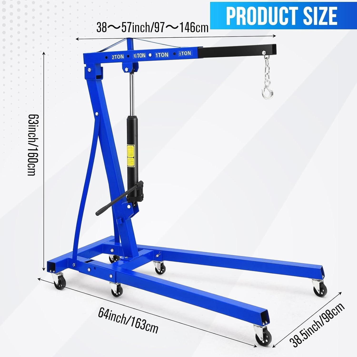 AOILE WORKSHOP CRANE – 4400LBS Engine Hoist, Folding Hydraulic Hoist Cherry Picker, Heavy Duty Engine Crane Lifter