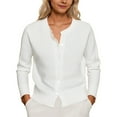 thumbnail image 2 of Lightweight Cardigan Sweaters for Women 2025 Long Sleeve Crewneck Button Down Cropped Knit Sweater Cardigans Outerwear, 2 of 8