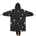 thumbnail image 2 of Oversized Wearable Blanket Hoodie,Black White Gothic Cat Skull Moon Pattern Sherpa Blanket Hoodie with Super Pockets,Super Warm Fuzzy Pullover for Women & Men, 2 of 6