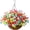 Blue Green Red, variant on Pinsai Artificial Hanging Flowers in Basket Artificial Daisy Flower 12 inch Coconut Lining Basket for Outside Home Yard Porch Patio Balcony Spring Decoration