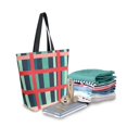 thumbnail image 2 of FORMRS Womens Canvas Tote Bag with Zipper Inner Pocket Shoulder Handbag, Green Plaid, 2 of 7
