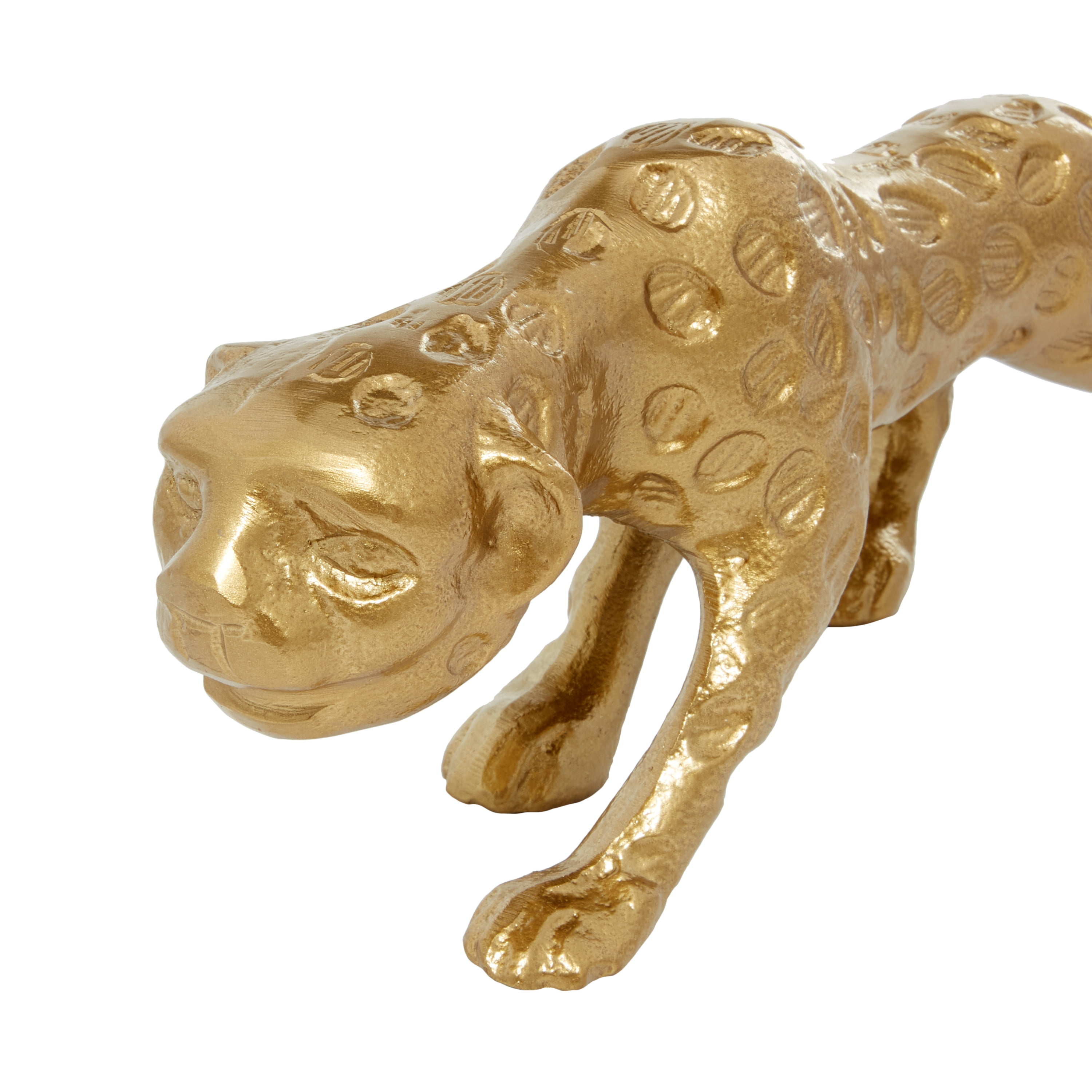 DecMode 3"W, 5"H Aluminum Contemporary Leopard Sculpture, Gold