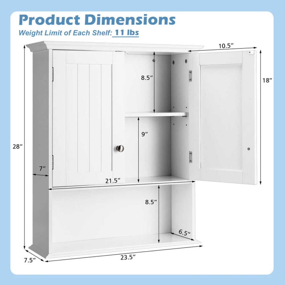 Finihen Bathroom Wall Cabinet, Wall Mounted Bathroom Cabinet, Medicine Cabinet, Wall Mount Bathroom Cabinet Storage Organizer with Doors and Shelves, for Kitchen Entryway Bathroom, White Finihen Bathroom Wall Cabinet, Wall Mounted Bathroom Cabinet, Medicine Cabinet, Wall Mount Bathroom Cabinet Storage Organizer with Doors and Shelves, for Kitchen Entryway Bathroom, White