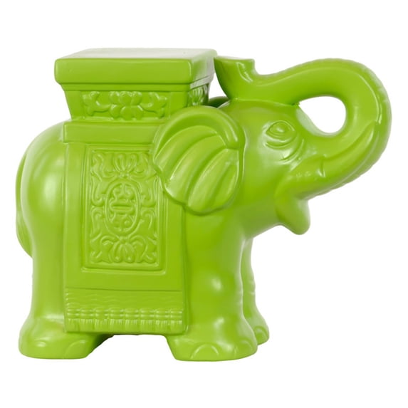 Urban Trends Ceramic Standing Trumpeting Elephant Figurine with Flat Top Mount