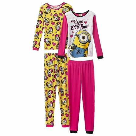Despicable Me 4 PC Long Sleeve Tight Fit Cotton Pajama Set Girl Size 10