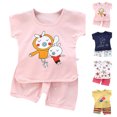 thumbnail image 3 of Hienoo Toddler Girls Clothing Set Short Sleeve Graphic T-Shirt Shorts Set Summer Outfits, 3 of 3