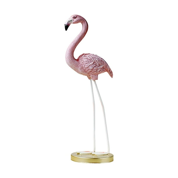 Escultura de pájaro, figura de jardín, flamenco, estatua de resina para el hogar con soporte de metal para 11x11x28cm