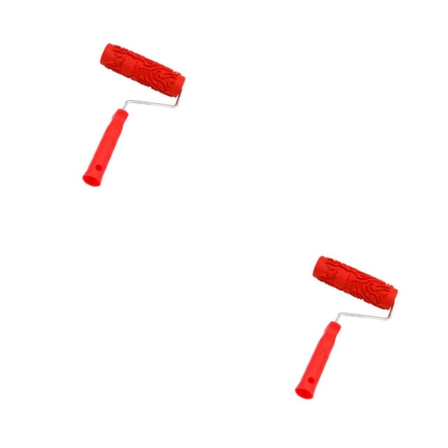VONKY 1/2/3/5 7-Inch Assorted Embossed Pattern Painting Roller with Plastic Handle Red Type 1 2PCS