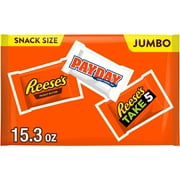 Payday and Reese's Assorted Peanut and Peanut Butter Snack Size Candy, Jumbo Pack 15.3 oz
