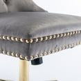 thumbnail image 6 of PORKISS Office Chair, Velvet Upholstered Home Office Chair with Gold Metal Base, Adjustable Swivel Desk Chair with Tufted Button, Gray, 6 of 11