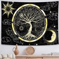 thumbnail image 1 of Black And Gold Cloud Abstract Galaxy Wall Tapestry, 1 of 4