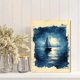 thumbnail image 2 of Qisvanset Framed Canvas Wall Art, 12x16 Inch Blue Coastal Psalm Dorm Bible Verse Wall Print, 2 of 5