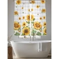 thumbnail image 5 of Sheer Curtains 72 Inches Long 2 Panels, Rustic Yellow Sunflower Leaf Rod Pocket Curtain Voile Draperies, Cute Bee on Grey White Plaid Light Filtering Window Treatment for Living Room Kitchen Bedroom, 5 of 8