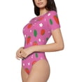 thumbnail image 2 of Naloa Strawberry Floral Women's Short-Sleeved Onesie, One-Piece Swimsuit for Parties, dates, clubs - X-Large, 2 of 9
