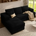 thumbnail image 2 of 106" Cloud Modular Sectional Sofa with Left-Facing Chaise Lounge, No Assembly L-Shaped Couch, Iron Frame, Fluffy Corduroy Upholstery for Living Room, Bedroom, Office, Black, 2 of 7
