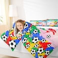 thumbnail image 5 of Erosebridal Letter I Gradient Soccer Ball Print Bedding Comforter Set, Sports Monogram King Bedding Sets for Kids Boys and Girls, Reversible 7-Piece, 5 of 6