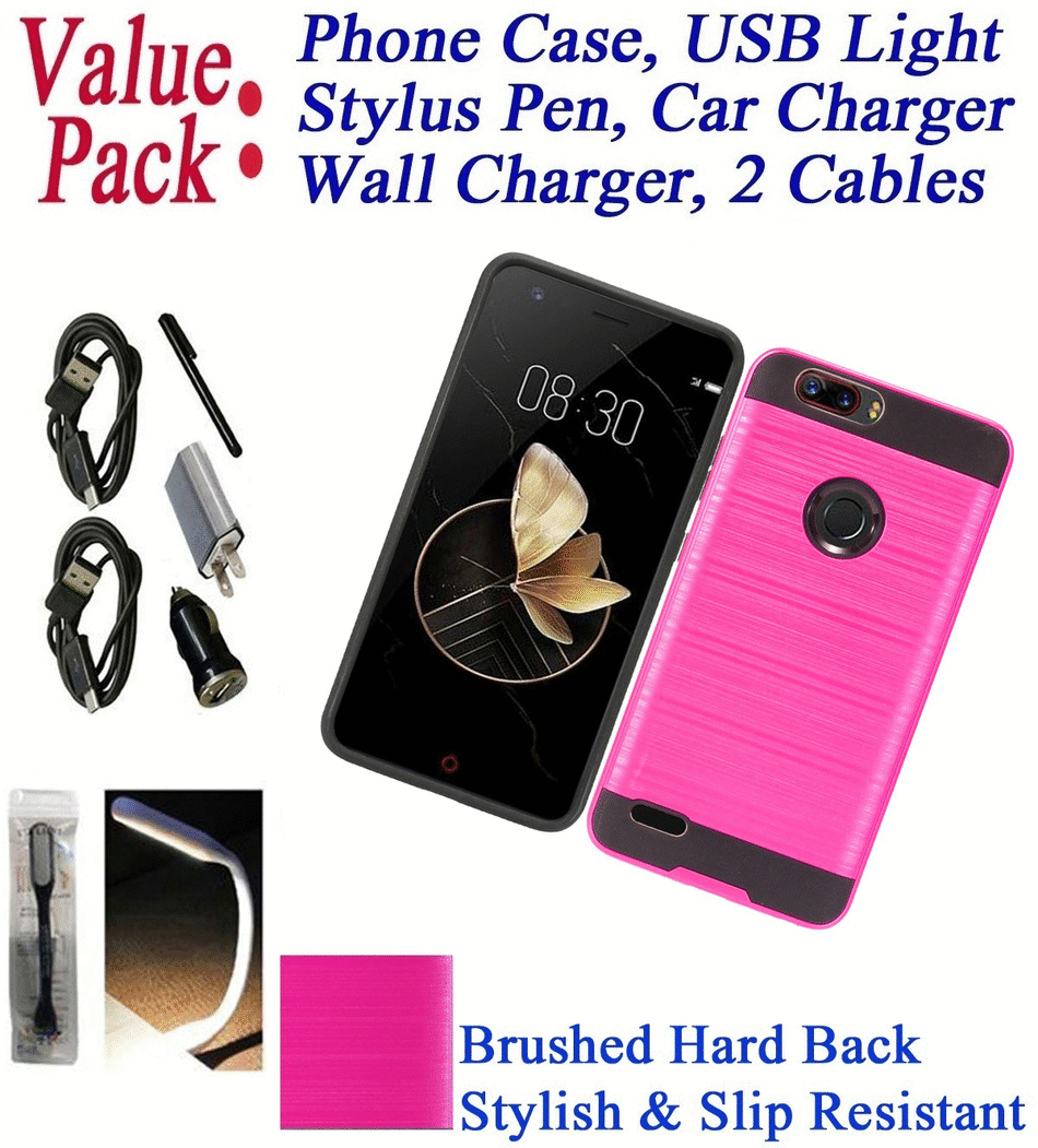Value Pack Cables Chargers + for 6" ZTE Blade Z MAX bladeZmax Case Phone Case Hybrid Brushed