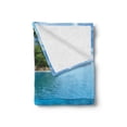 thumbnail image 2 of Tropical Soft Flannel Fleece Throw Blanket, Lonely Small Island on the Ocean Jungle Exotic Style Flora and Fauna , Cozy Plush for Indoor and Outdoor Use, 50" x 60", Aqua Forest Green, by Ambesonne, 2 of 5