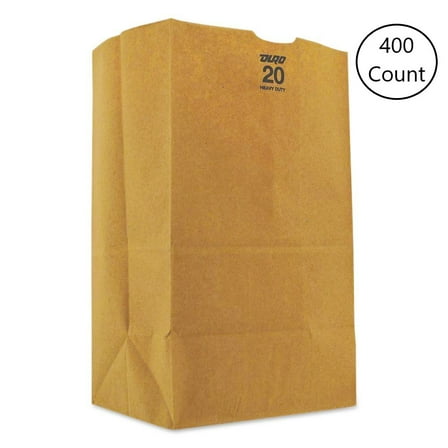 Duro Bag 20 lb Heavy Duty Kraft Grocery Bag, 8.25" x 5.3" x 16.1" | 400 Count