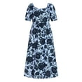 thumbnail image 3 of Time and Tru Women's and Women's Plus Cotton Back Tie Midi Dress with Short Puff Sleeves, Sizes XS-4X, 3 of 4