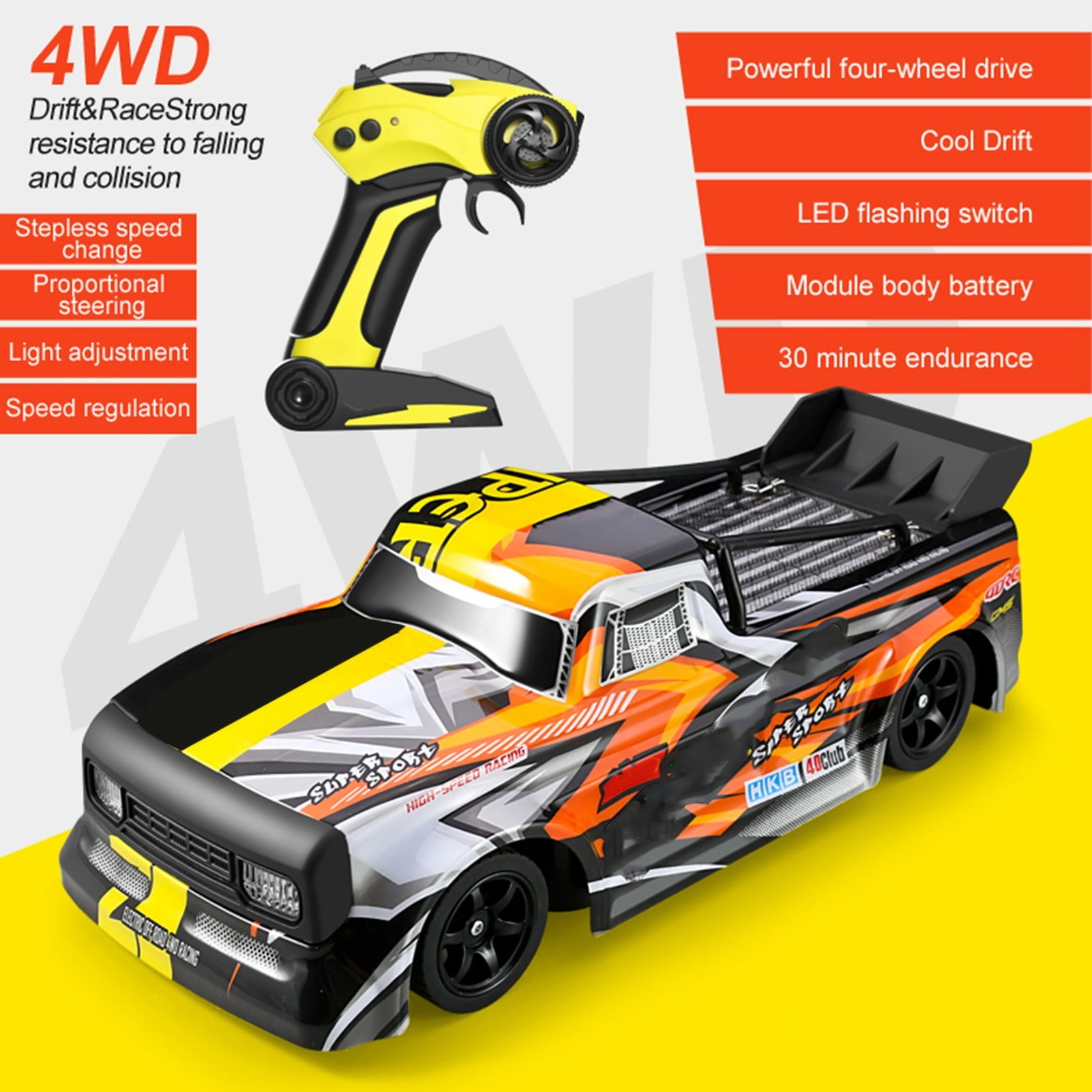4WD 2.4GHz Remote Control Race Car 30km/h High Speed