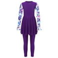 thumbnail image 3 of Alvivi Kids Girls Rash Guard Swimsuit Long Sleeve Swim Dress with Pants Sun Protection Beachwear Purple 6, 3 of 7