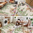 thumbnail image 5 of 3'x5' Rug for Living Room Bedroom, Easter Rabbits Washable Area Rugs Non-Slip Carpet Mats, Cute Bunny Eggs Flowers Botanical Spring Beige Indoor Low Pile Area Rug Runner for Kitchen, Mudroom, 5 of 8