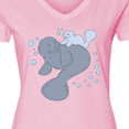 thumbnail image 4 of Inktastic Cute Manatees with Bubbles Women's V-Neck T-Shirt, 4 of 5