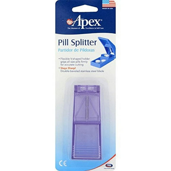Pill Cutter Apex Double-beveled Stainless Steel Blade Assorted Colors