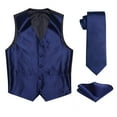 thumbnail image 3 of Men's Solid Formal Suit Vest Waistcoat Tuxedo Dress Vest Necktie Handkerchief Set Suit Wedding 3PC, 3 of 8