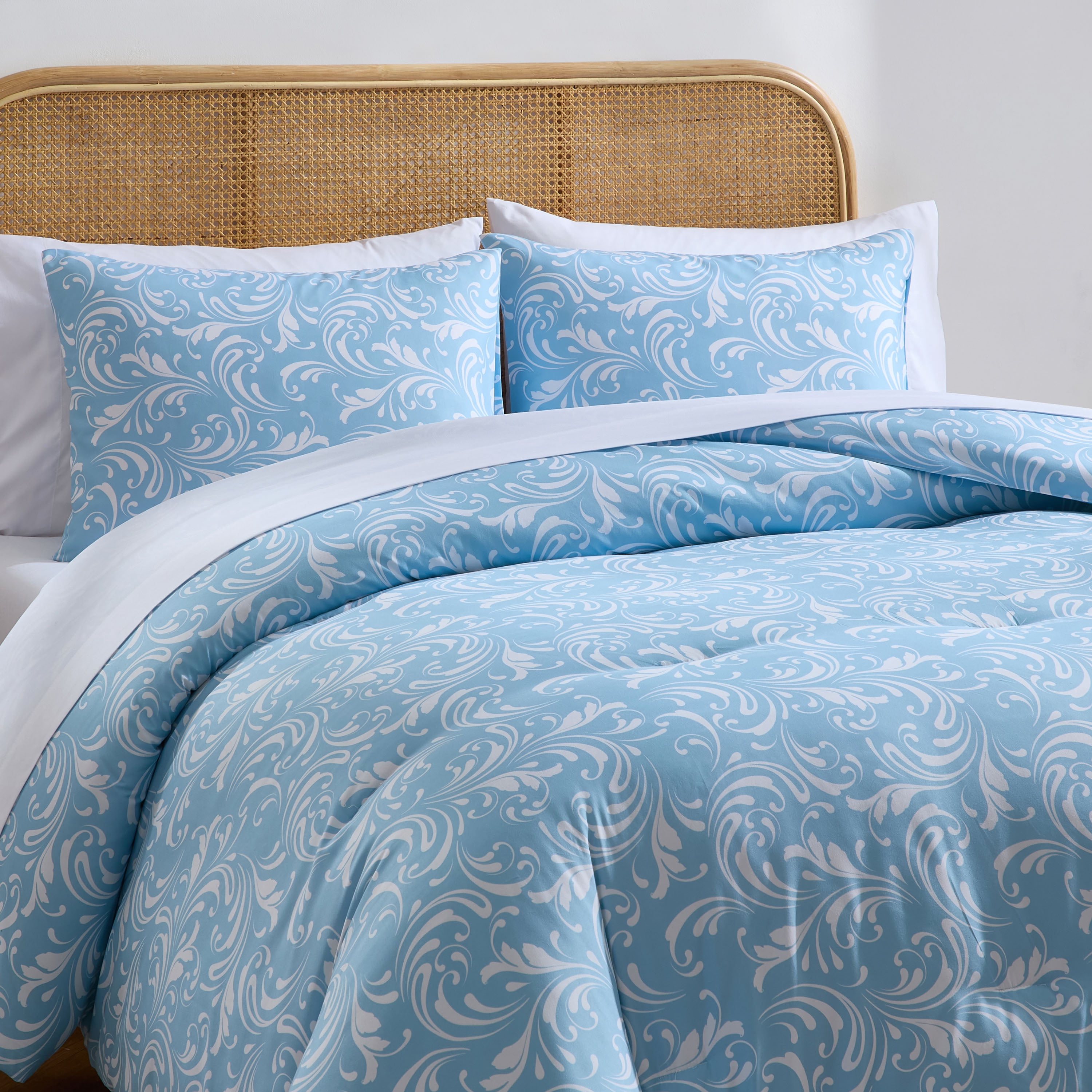 LammaLoe Full Size Comforter Set, 7 Piece Biomorphic Bed in a Bag Full, Bedding Comforter Set with Sheets, Modern Bed Set, Blue