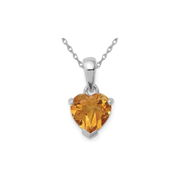 1.45 Carat (Ctw) Citrine Heart Pendant Necklace in Sterling Silver with Chain for Women