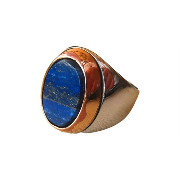 Lapis Lazuli Mens Ring, Natural Afghani Lapis Lazuli, Silver Jewelry, 925 Silver Ring, Birthday Gift, Heavy Mens Ring, Arabic Design, Ottoman Style Ring, Christmas, Turkey Mens Signet Ring
