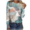 thumbnail image 1 of Pisexur Women's Plus Size Tops Floral Patchwork Color Block Tunic Round Neck Long Sleeve T Shirts Striped Causal Blouses Tops, 1 of 4