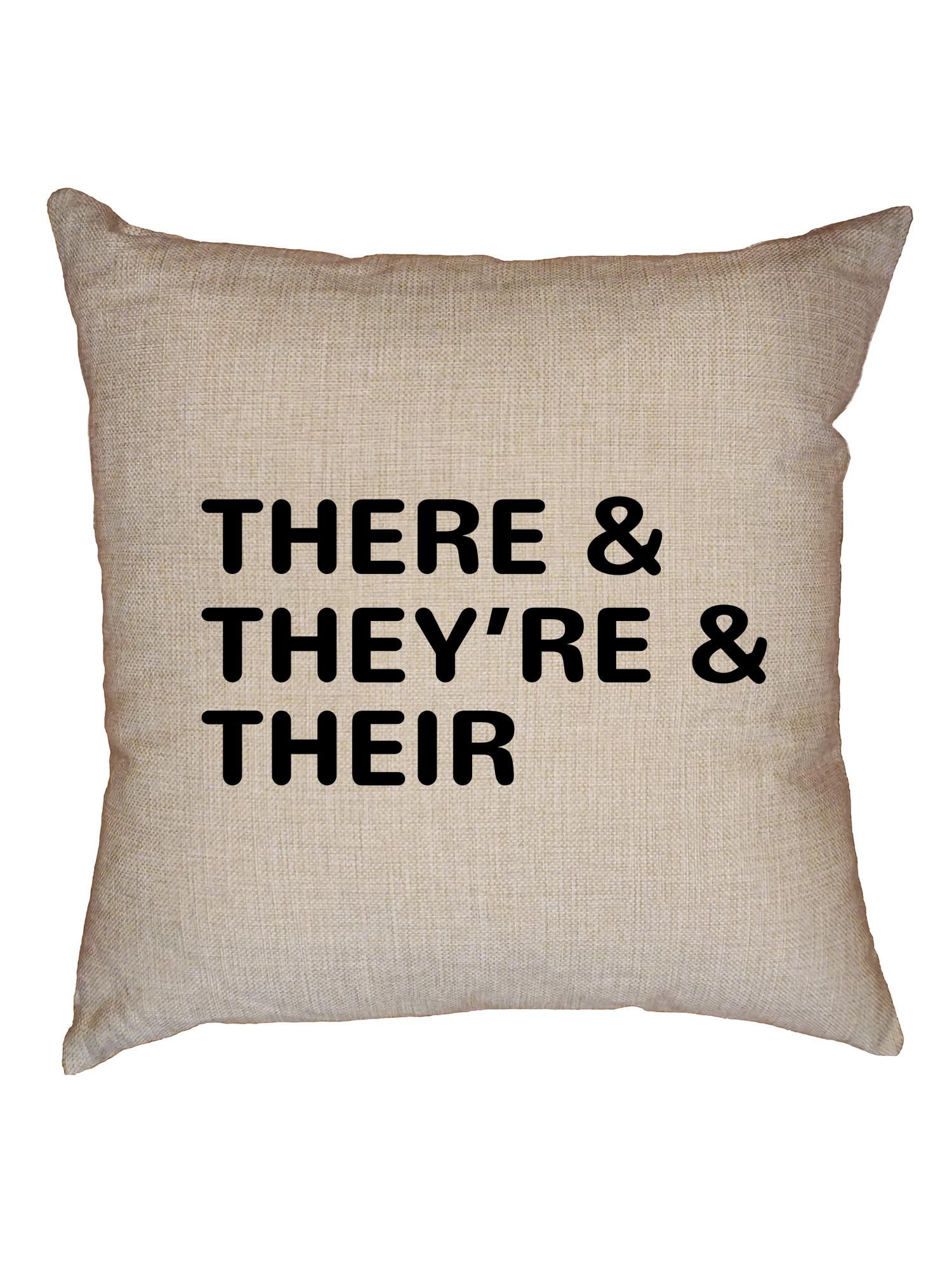 There & They're & Their Funny Grammar Joke Decorative Linen Throw Cushion Pillow Case with