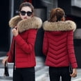 thumbnail image 2 of Abrigo de invierno corto de lana con cuello grande y relleno de algodón para mujer, chaqueta de plumón pequeña y ajustada, abrigo moderno, 2 of 6